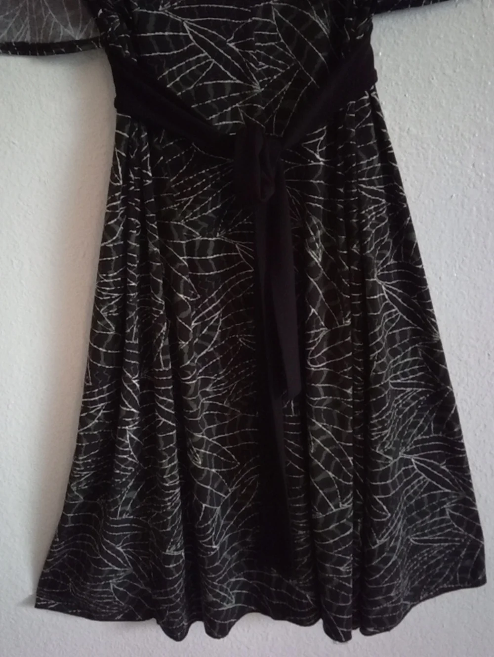 Enfocus Studio Black Dress with White Leaf Print